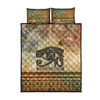 Daughters Of Isis Quilt Bed Set Eye Of Horus Ancient Egyptian Goddess - Vintage Parchment Art