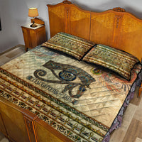 Daughters Of Isis Quilt Bed Set Eye Of Horus Ancient Egyptian Goddess - Vintage Parchment Art