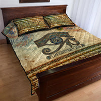 Daughters Of Isis Quilt Bed Set Eye Of Horus Ancient Egyptian Goddess - Vintage Parchment Art