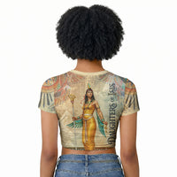Daughters Of Isis Raglan Cropped T shirt Eye Of Horus Ancient Egyptian Goddess - Vintage Parchment Art
