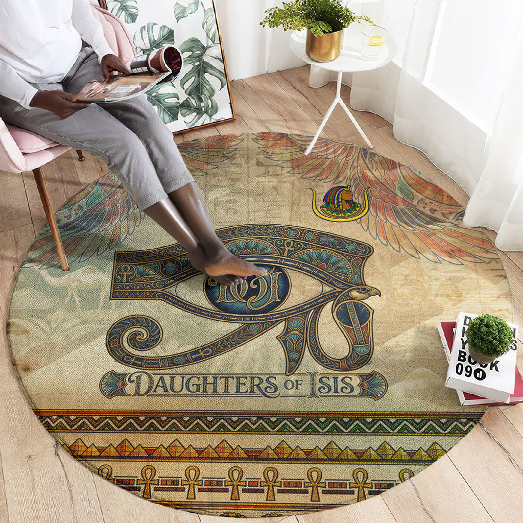Daughters Of Isis Round Carpet Eye Of Horus Ancient Egyptian Goddess - Vintage Parchment Art