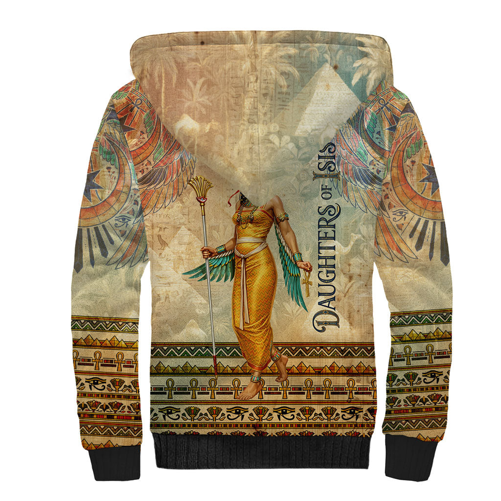 Daughters Of Isis Sherpa Hoodie Eye Of Horus Ancient Egyptian Goddess - Vintage Parchment Art
