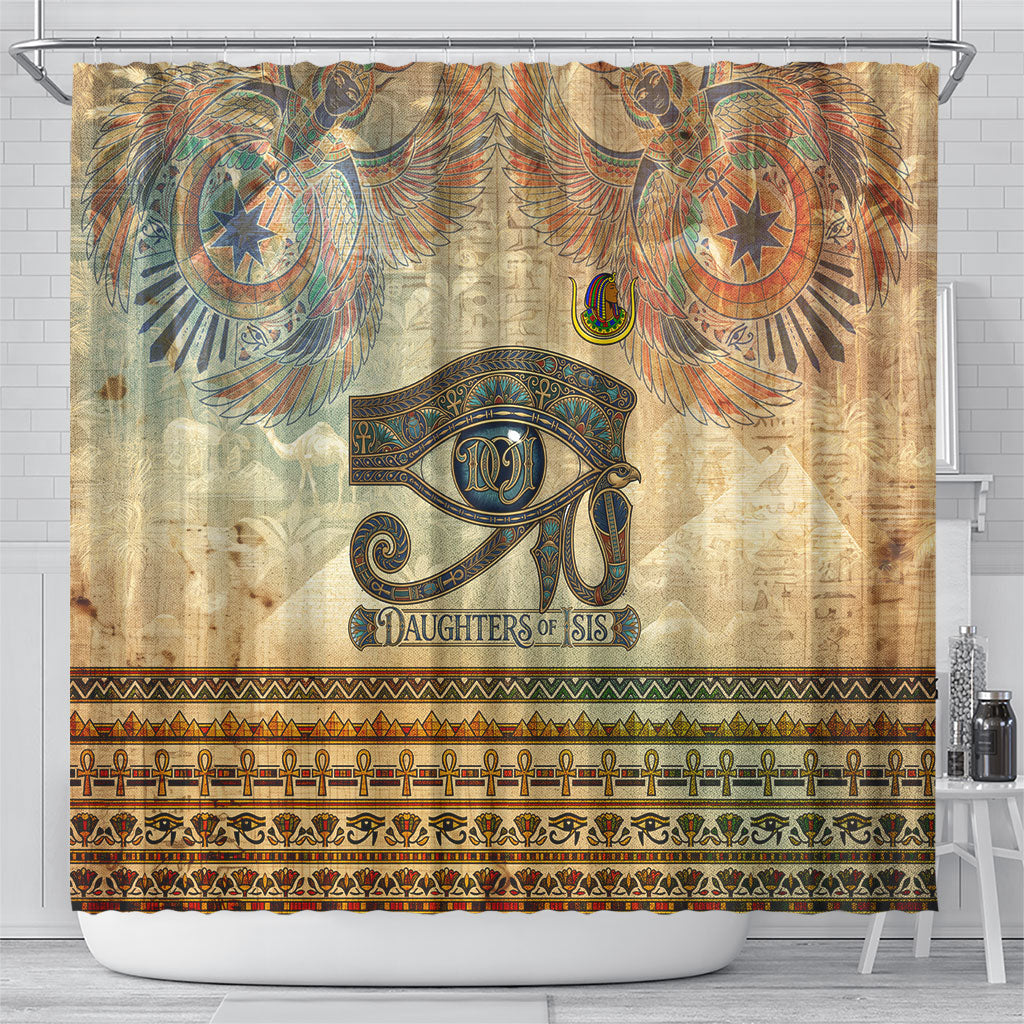 Daughters Of Isis Shower Curtain Eye Of Horus Ancient Egyptian Goddess - Vintage Parchment Art