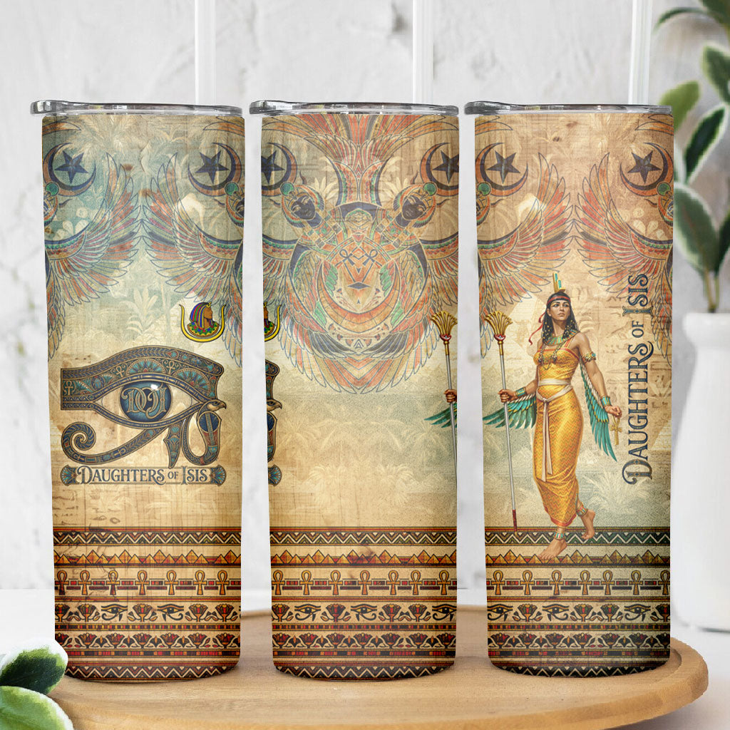 Daughters Of Isis Skinny Tumbler Eye Of Horus Ancient Egyptian Goddess - Vintage Parchment Art