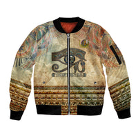 Daughters Of Isis Sleeve Zip Bomber Jacket Eye Of Horus Ancient Egyptian Goddess - Vintage Parchment Art