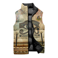 Daughters Of Isis Sleeveless Puffer Jacket Eye Of Horus Ancient Egyptian Goddess - Vintage Parchment Art