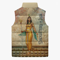 Daughters Of Isis Sleeveless Puffer Jacket Eye Of Horus Ancient Egyptian Goddess - Vintage Parchment Art
