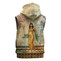 Daughters Of Isis Sleeveless Zip Hoodie Eye Of Horus Ancient Egyptian Goddess - Vintage Parchment Art