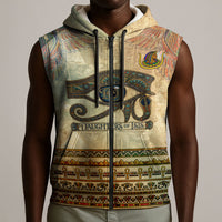 Daughters Of Isis Sleeveless Zip Hoodie Eye Of Horus Ancient Egyptian Goddess - Vintage Parchment Art
