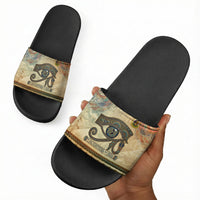 Daughters Of Isis Slide Sandals Eye Of Horus Ancient Egyptian Goddess - Vintage Parchment Art