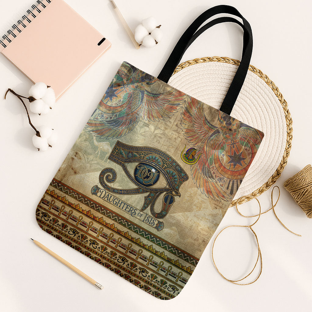 Daughters Of Isis Tote Bag Eye Of Horus Ancient Egyptian Goddess - Vintage Parchment Art