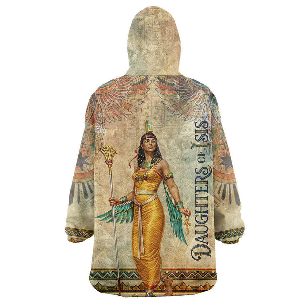 Daughters Of Isis Wearable Blanket Hoodie Eye Of Horus Ancient Egyptian Goddess - Vintage Parchment Art