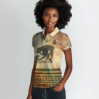 Daughters Of Isis Women Polo Shirt Eye Of Horus Ancient Egyptian Goddess - Vintage Parchment Art