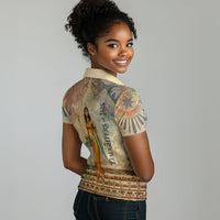 Daughters Of Isis Women Polo Shirt Eye Of Horus Ancient Egyptian Goddess - Vintage Parchment Art