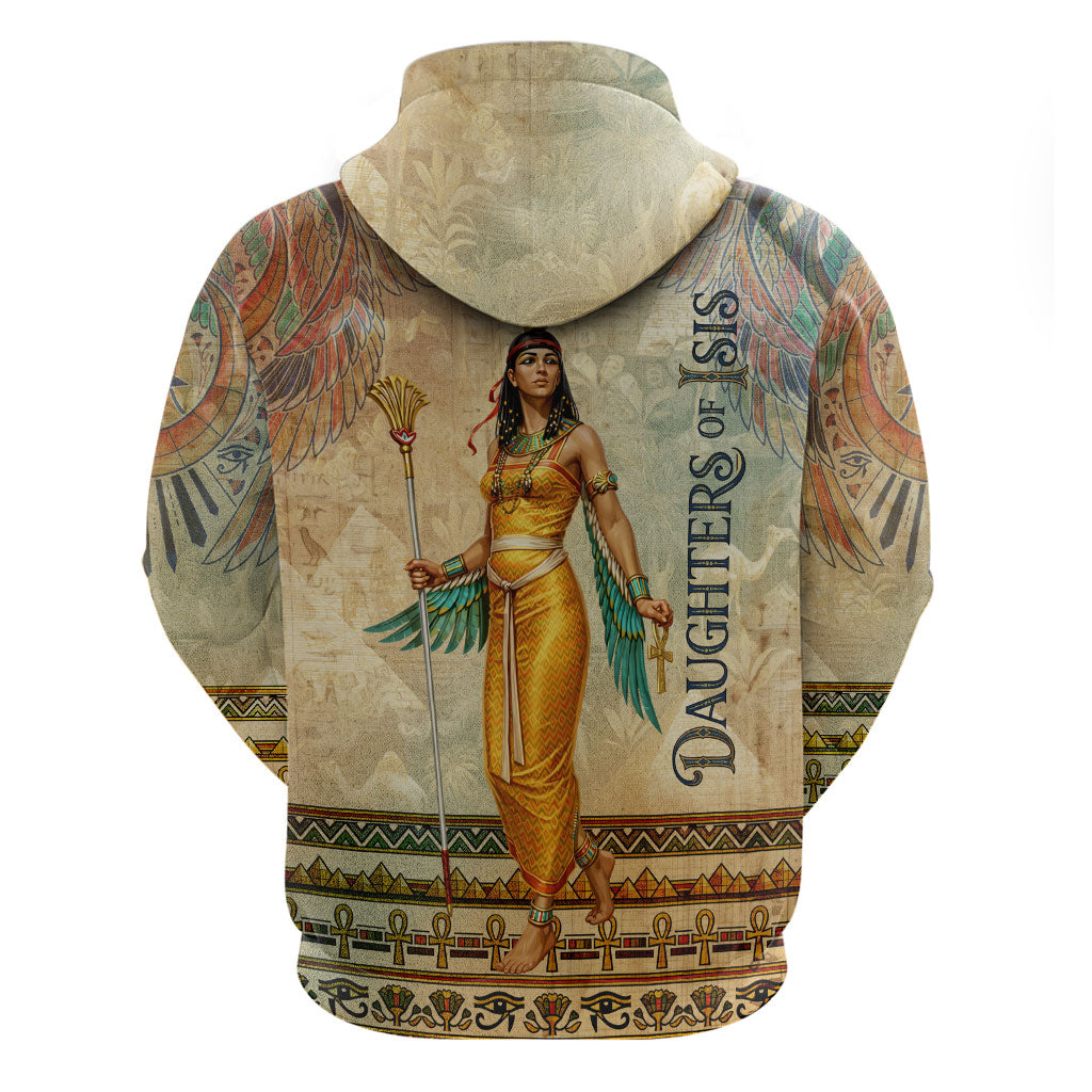 Daughters Of Isis Zip Hoodie Eye Of Horus Ancient Egyptian Goddess - Vintage Parchment Art