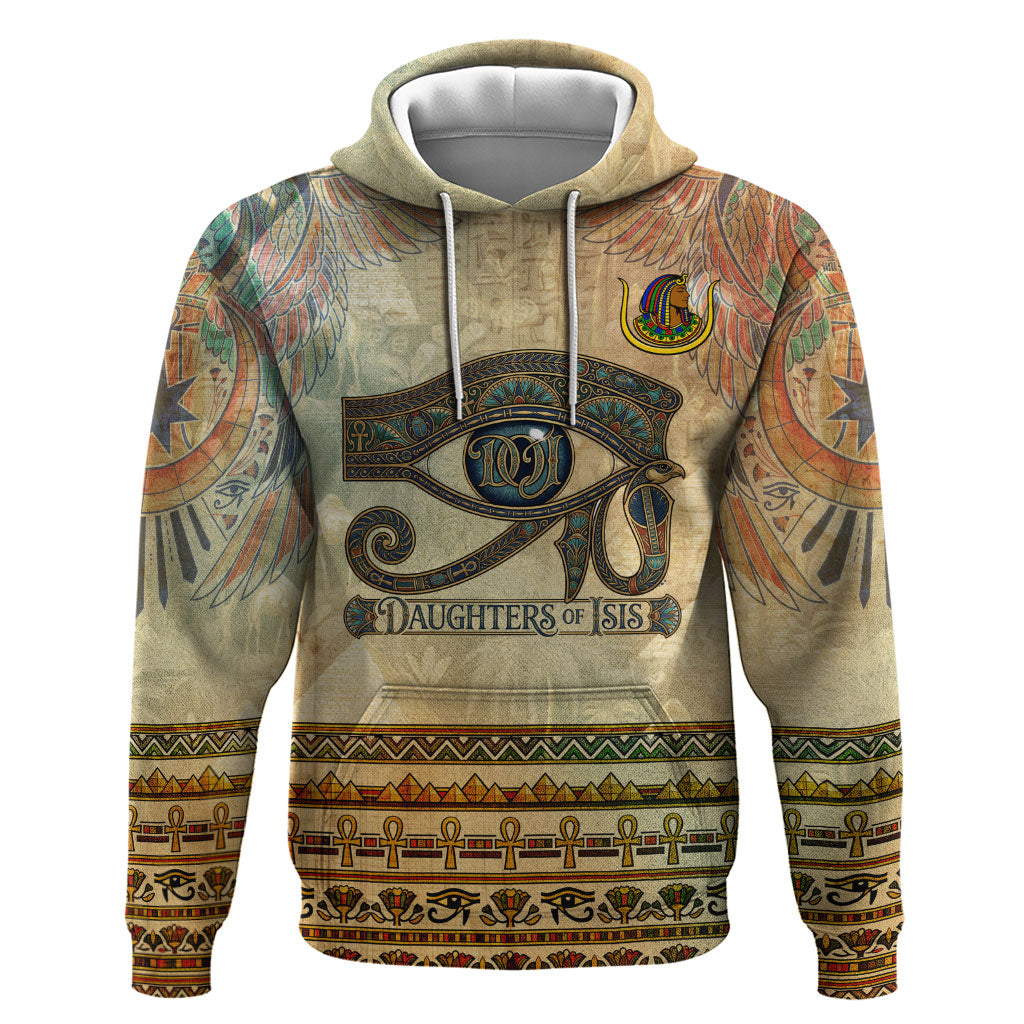 Daughters Of Isis Zip Hoodie Eye Of Horus Ancient Egyptian Goddess - Vintage Parchment Art
