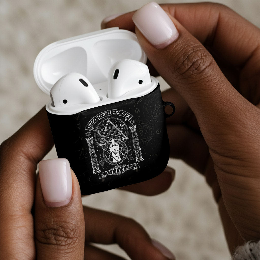 Ordo Templi Orientis Occult Symbolism AirPods Case Esoteric Alchemy Sacred Geometry Black