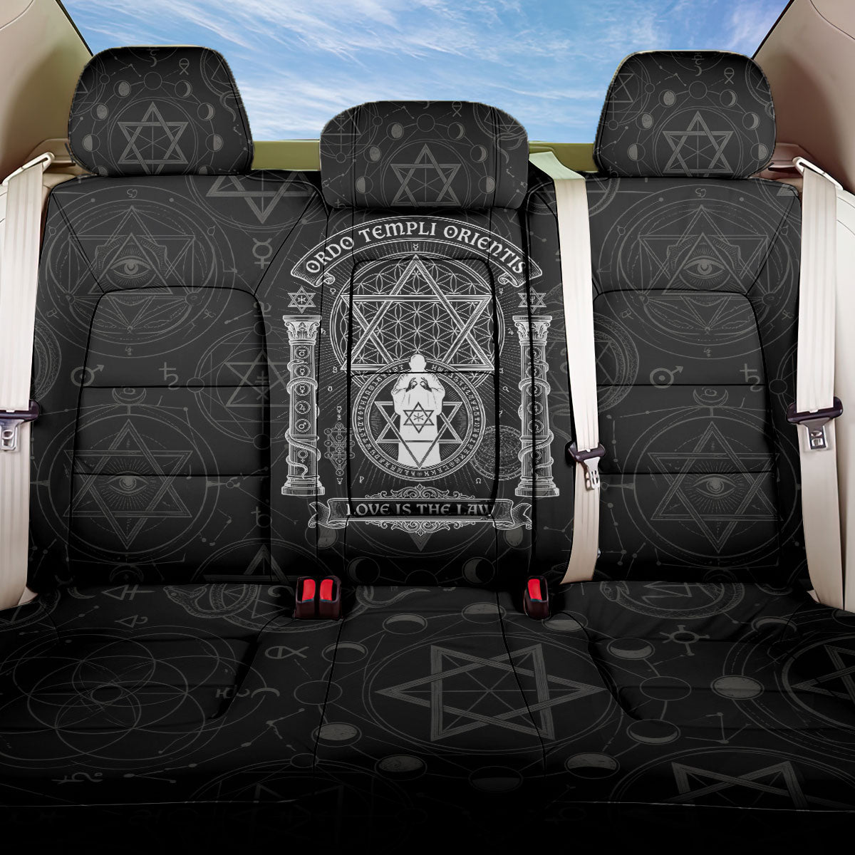 Ordo Templi Orientis Occult Symbolism Back Car Seat Cover Esoteric Alchemy Sacred Geometry Black