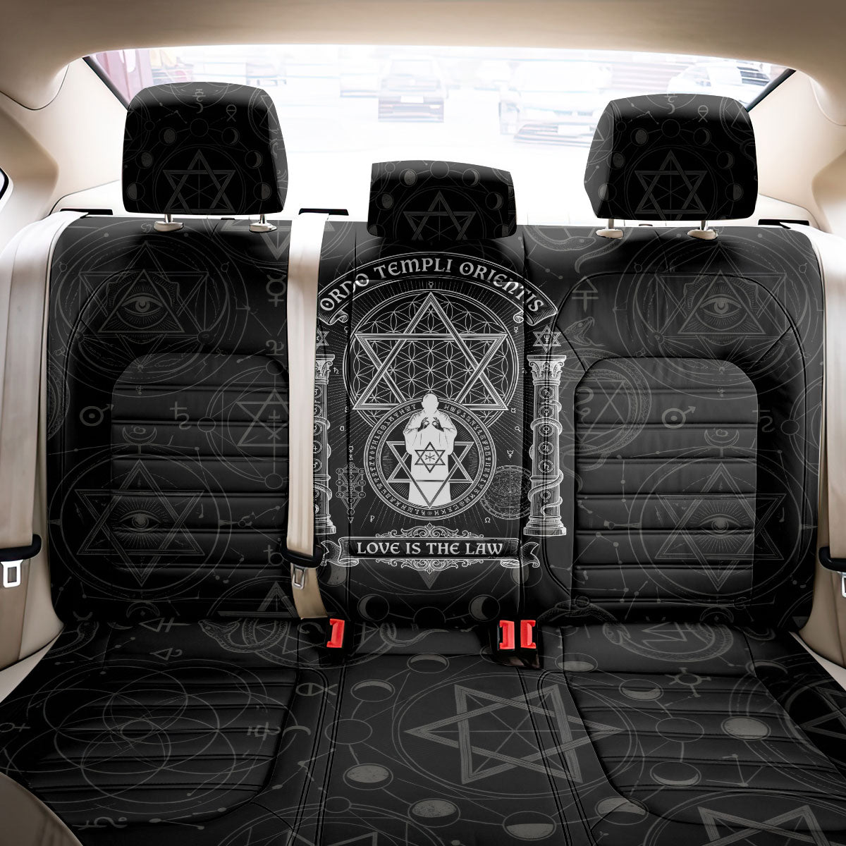 Ordo Templi Orientis Occult Symbolism Back Car Seat Cover Esoteric Alchemy Sacred Geometry Black