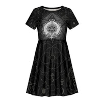 Ordo Templi Orientis Occult Symbolism Kid Short Sleeve Dress Esoteric Alchemy Sacred Geometry Black