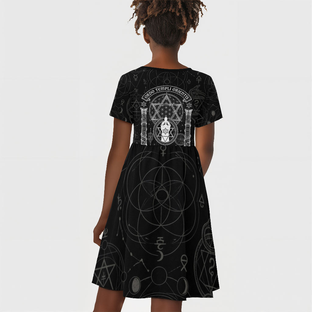 Ordo Templi Orientis Occult Symbolism Kid Short Sleeve Dress Esoteric Alchemy Sacred Geometry Black