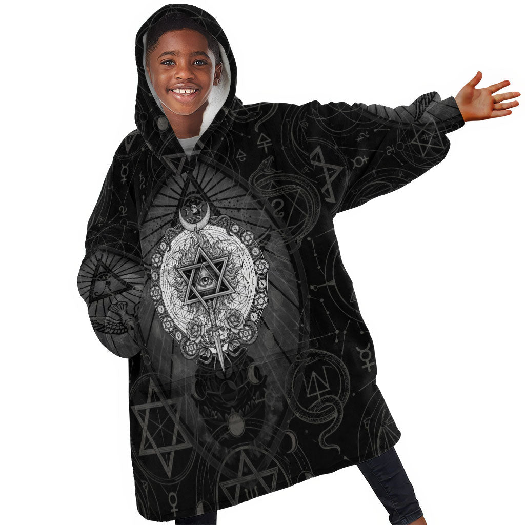 Ordo Templi Orientis Occult Symbolism Kid Wearable Blanket Hoodie Esoteric Alchemy Sacred Geometry Black