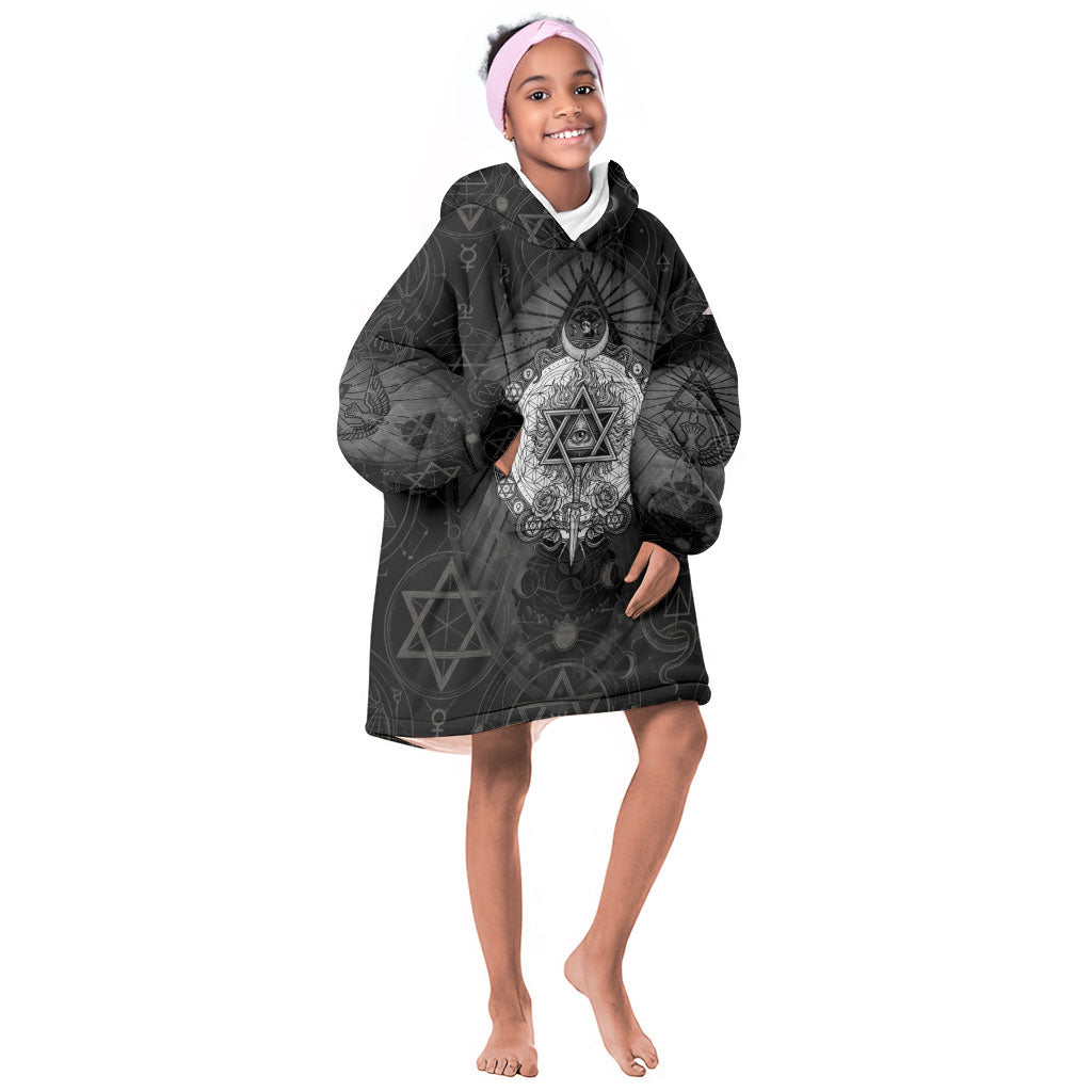 Ordo Templi Orientis Occult Symbolism Kid Wearable Blanket Hoodie Esoteric Alchemy Sacred Geometry Black