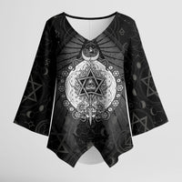 Ordo Templi Orientis Occult Symbolism Kimono Sleeve Blouse Esoteric Alchemy Sacred Geometry Black