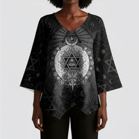 Ordo Templi Orientis Occult Symbolism Kimono Sleeve Blouse Esoteric Alchemy Sacred Geometry Black