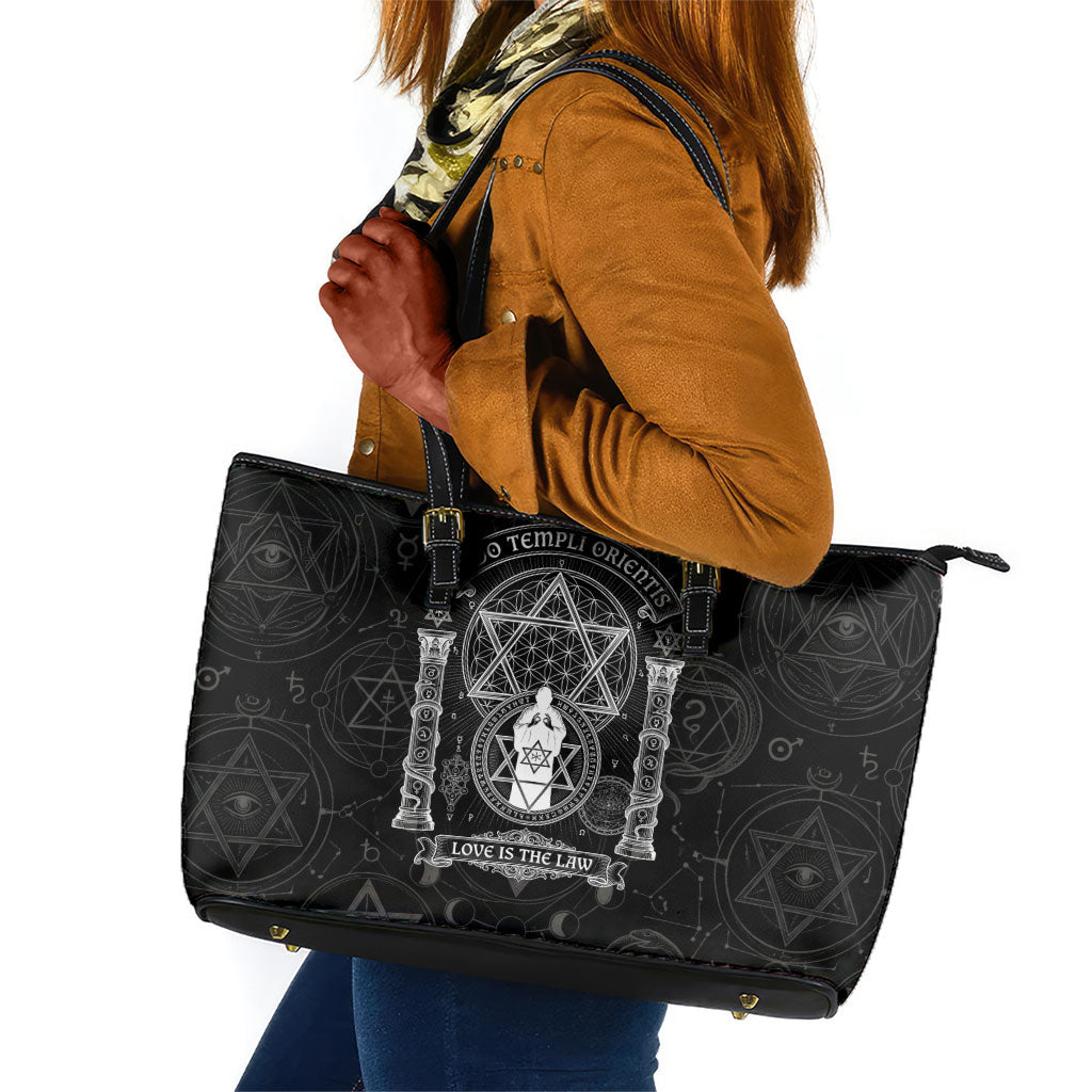 Ordo Templi Orientis Occult Symbolism Leather Tote Bag Esoteric Alchemy Sacred Geometry Black