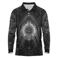 Ordo Templi Orientis Occult Symbolism Long Sleeve Polo Shirt Esoteric Alchemy Sacred Geometry Black