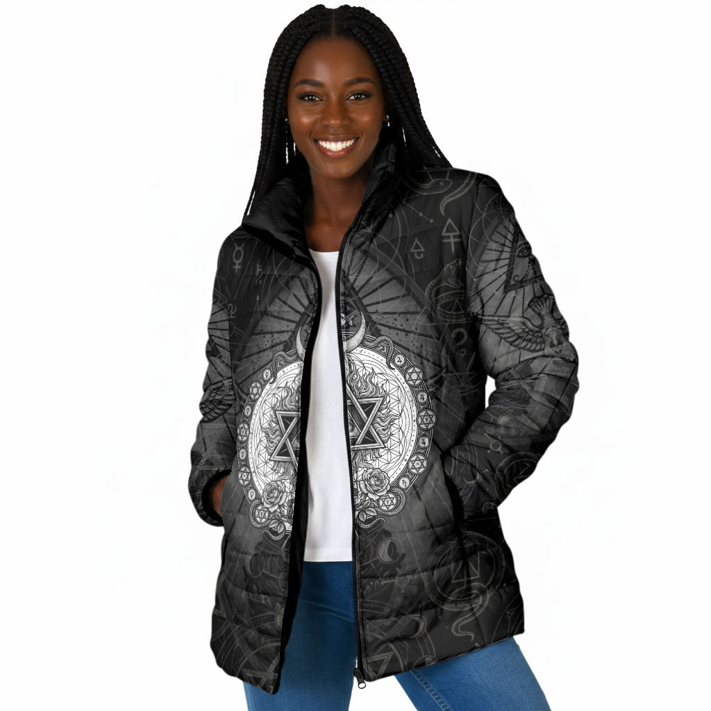 Ordo Templi Orientis Occult Symbolism Padded Jacket Esoteric Alchemy Sacred Geometry Black