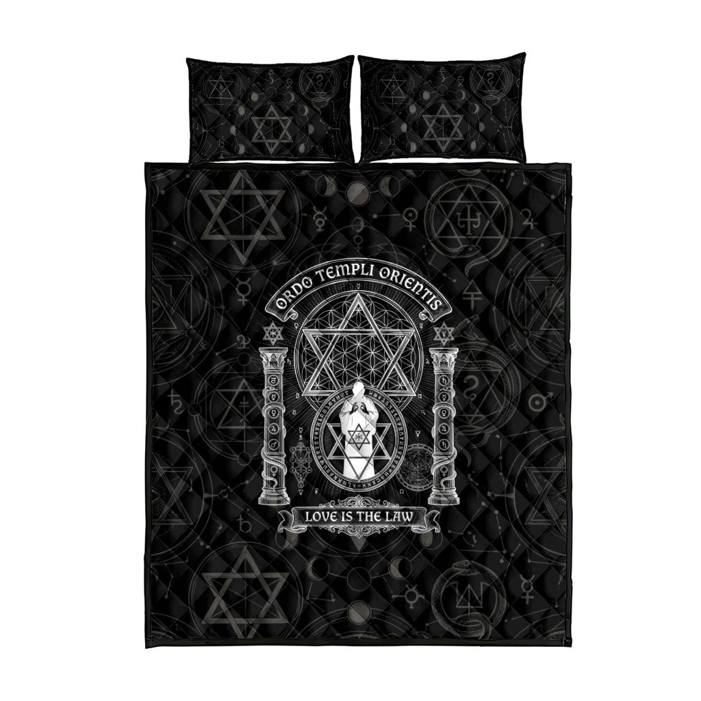Ordo Templi Orientis Occult Symbolism Quilt Bed Set Esoteric Alchemy Sacred Geometry Black