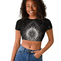 Ordo Templi Orientis Occult Symbolism Raglan Cropped T shirt Esoteric Alchemy Sacred Geometry Black