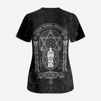Ordo Templi Orientis Occult Symbolism Scrub Top Esoteric Alchemy Sacred Geometry Black
