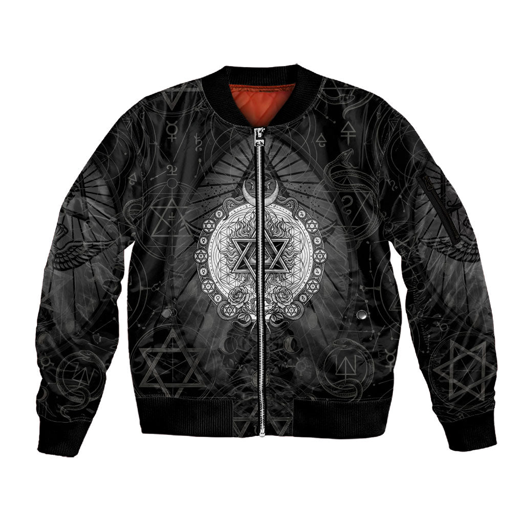 Ordo Templi Orientis Occult Symbolism Sleeve Zip Bomber Jacket Esoteric Alchemy Sacred Geometry Black
