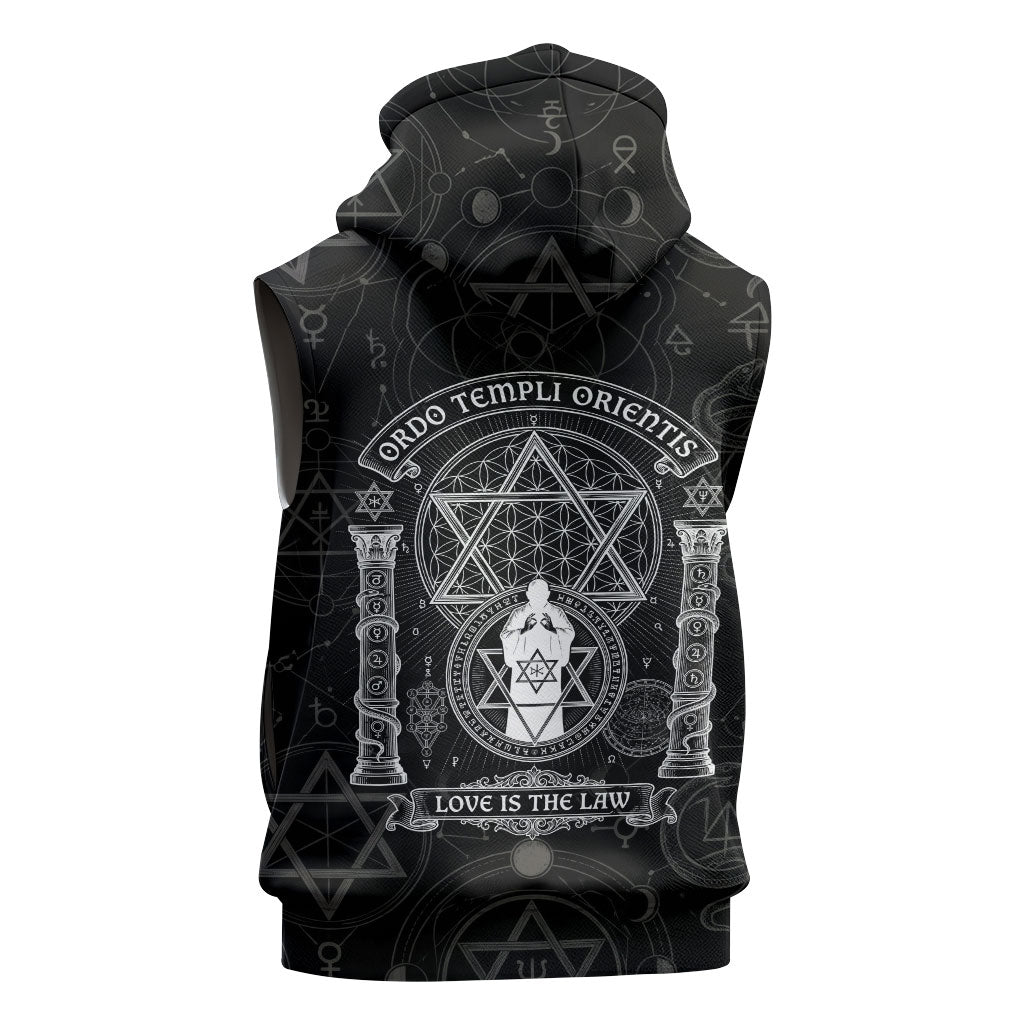 Ordo Templi Orientis Occult Symbolism Sleeveless Hoodie Esoteric Alchemy Sacred Geometry Black