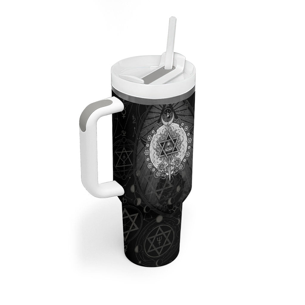 Ordo Templi Orientis Occult Symbolism Tumbler With Handle Esoteric Alchemy Sacred Geometry Black