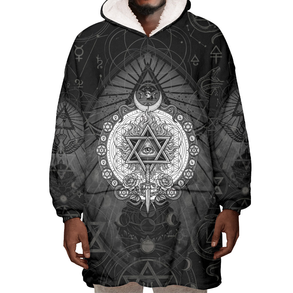 Ordo Templi Orientis Occult Symbolism Wearable Blanket Hoodie Esoteric Alchemy Sacred Geometry Black