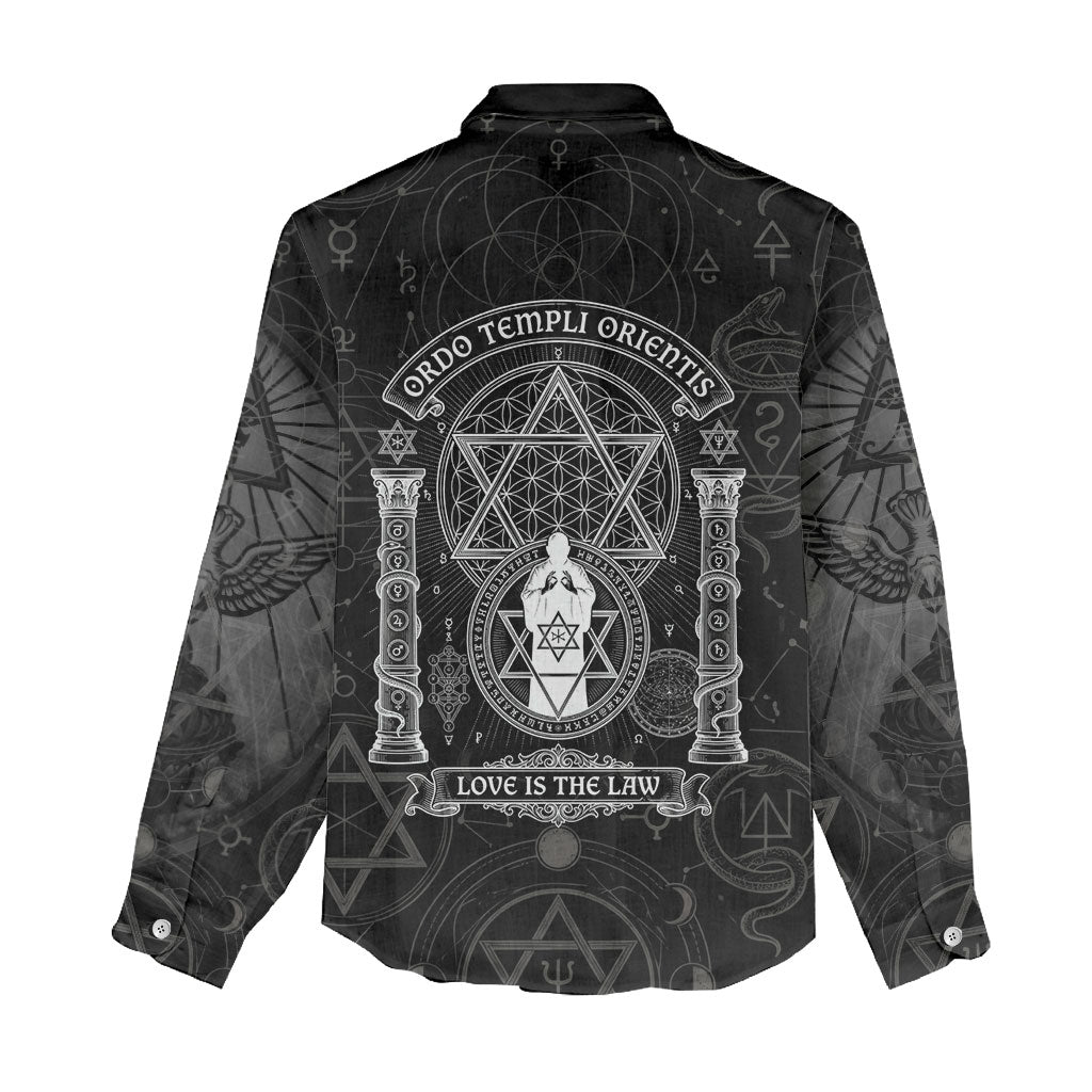 Ordo Templi Orientis Occult Symbolism Women Casual Shirt Esoteric Alchemy Sacred Geometry Black