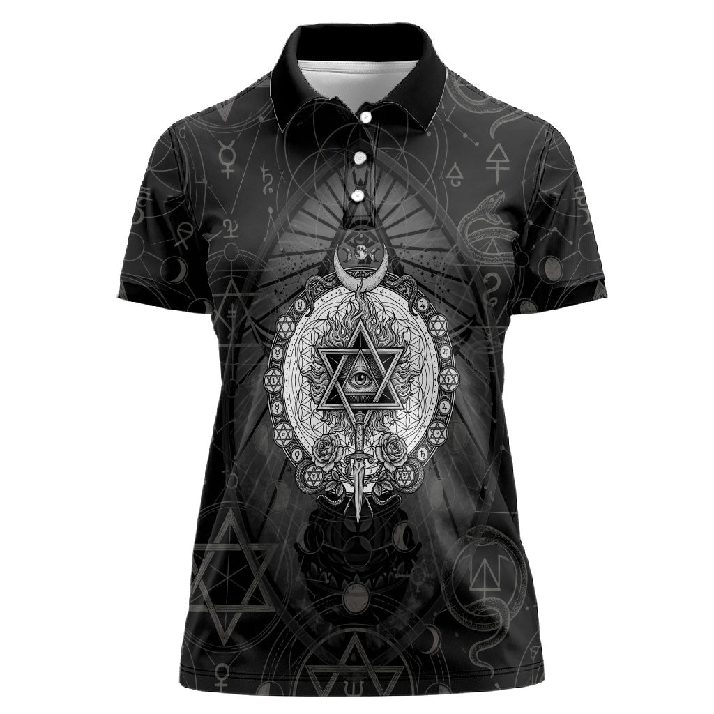 Ordo Templi Orientis Occult Symbolism Women Polo Shirt Esoteric Alchemy Sacred Geometry Black