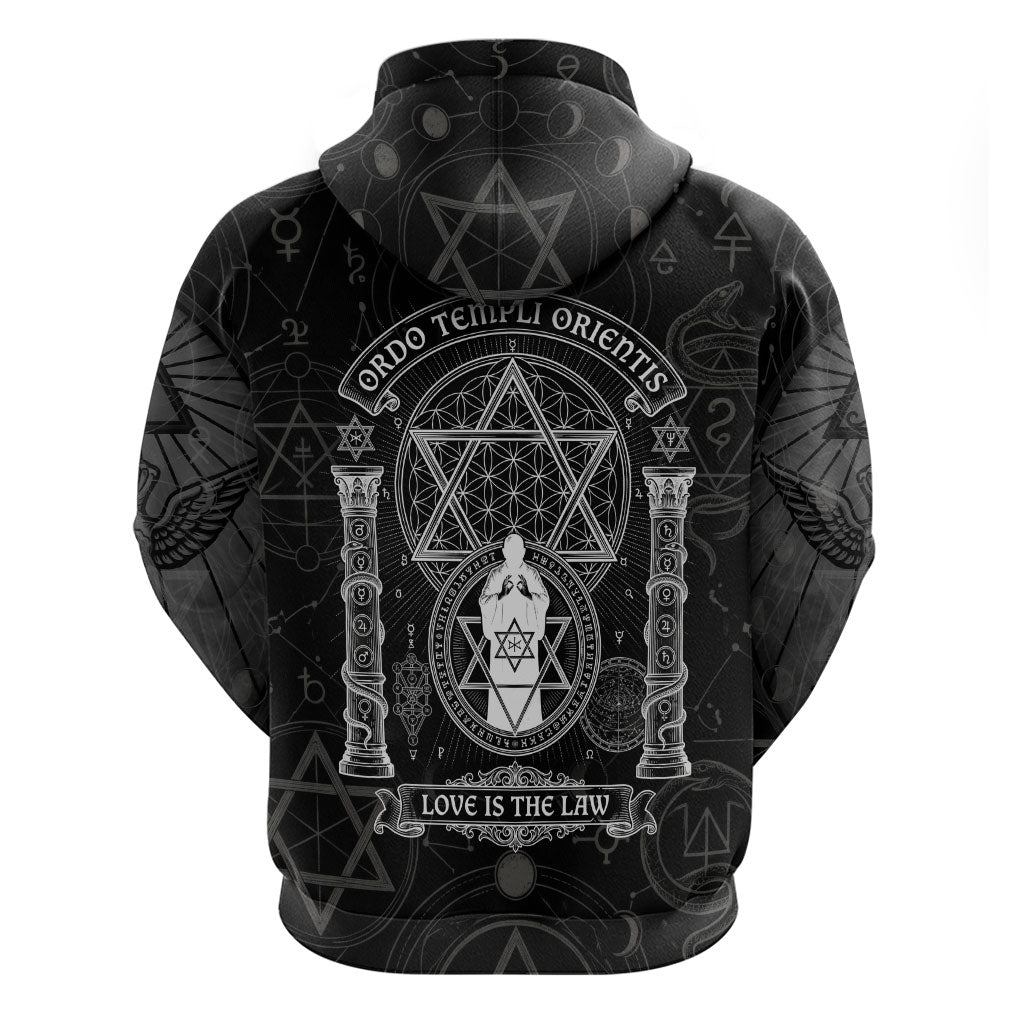 Ordo Templi Orientis Occult Symbolism Zip Hoodie Esoteric Alchemy Sacred Geometry Black