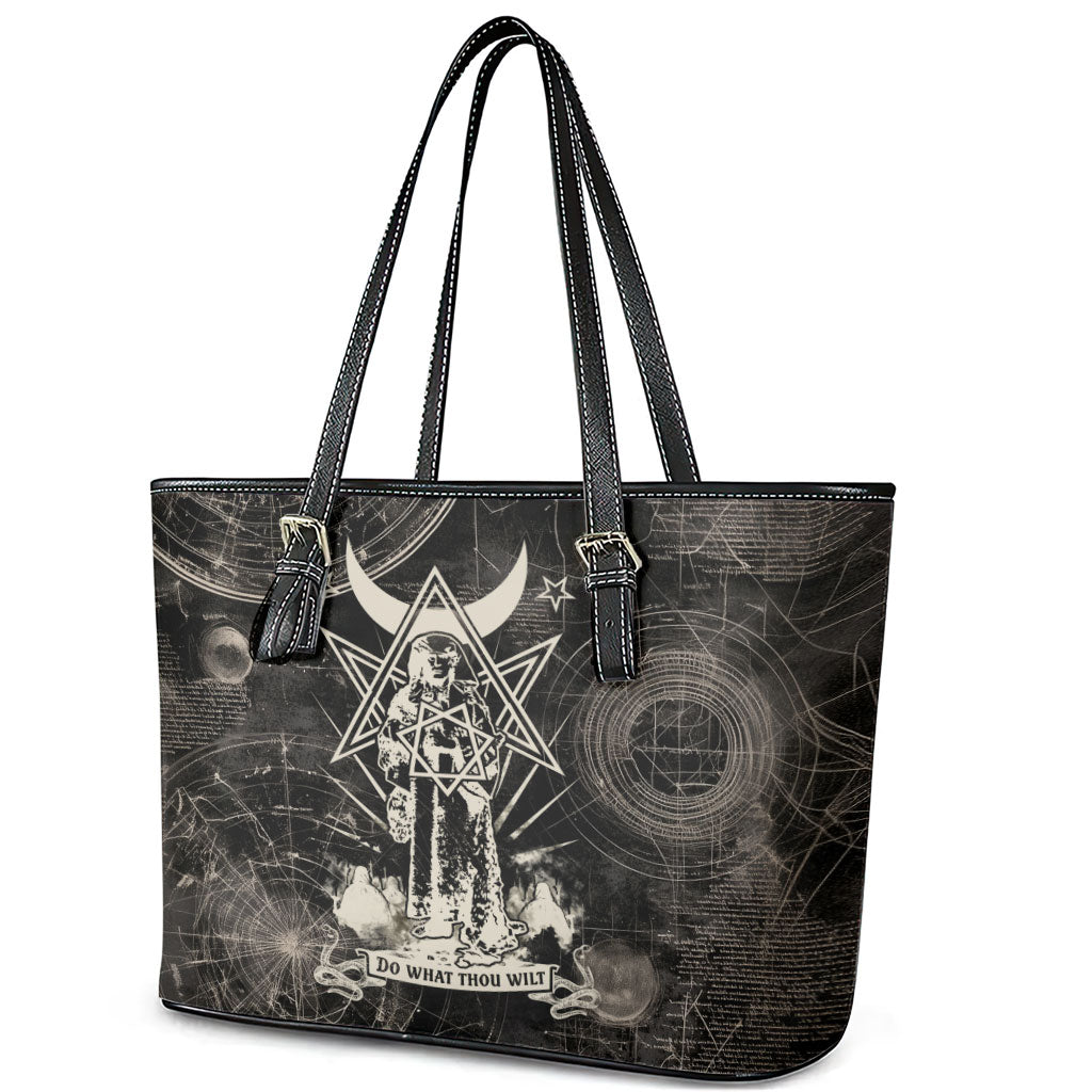 Ordo Templi Orientis Thelema Leather Tote Bag Do What Thou Wilt Mystic Serpent