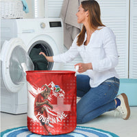 Personalized Switzerland Football Alpine Goat Laundry Basket Swiss Flag Snow Mountain - Soccer Mascot