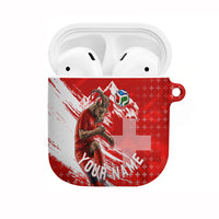Personalized Switzerland Football Alpine Goat AirPods Case Swiss Flag Snow Mountain - Soccer Mascot