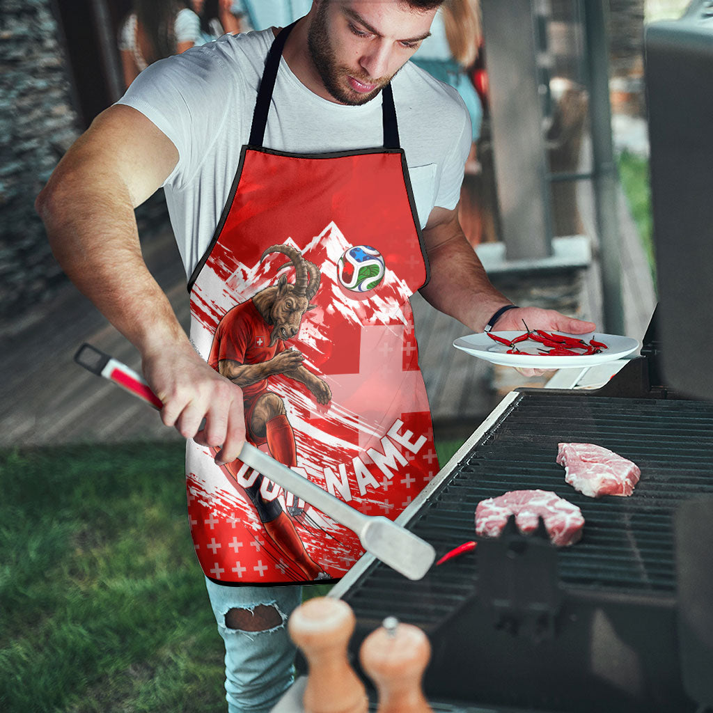 Personalized Switzerland Football Alpine Goat Apron Swiss Flag Snow Mountain - Soccer Mascot