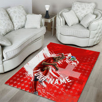 Personalized Switzerland Football Alpine Goat Area Rug Swiss Flag Snow Mountain - Soccer Mascot