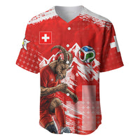 Personalized Switzerland Football Alpine Goat Baseball Jersey Swiss Flag Snow Mountain - Soccer Mascot