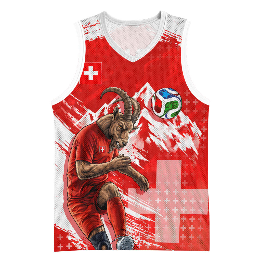 Personalized Switzerland Football Alpine Goat Basketball Jersey Swiss Flag Snow Mountain - Soccer Mascot