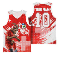 Personalized Switzerland Football Alpine Goat Basketball Jersey Swiss Flag Snow Mountain - Soccer Mascot